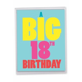 NobleWorks - 18th Milestone Birthday Card (8.5 x 11 Inch) - 18 Year Old Celebration, Stationery with Envelope - Big 18 J9067MBG