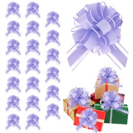 RIBBOOO 20pcs 7 Inch Pull Bows Pastel Purple Gift Wrap Bows for Gift Wrapping Ribbon Pull Gift Bows for Gift Basket Flower Wrapping Christmas Mother’s Day Easter Birthday Party Decorations