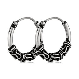 NKlaus 5041 Pair of 925 Sterling Silver Hoop Earrings Celtic Gothic 14 mm