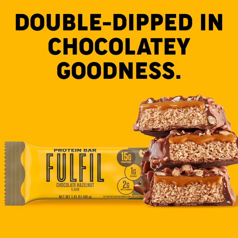 FULFIL Protein Snack Bars, Chocolate Hazelnut Flavored, Gluten Free with
