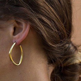 TseenYi Golden Hoop Earrings Geometric Square Hoop Earrings Boho Open Hoop Earrings Geometric Dangle Earrings Wedding Jewellery for Women and Girls, Alloy Steel