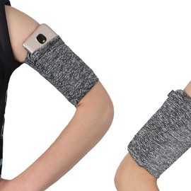 pulsera para correr para llaves de teléfono, bolsillo oculto, correa para el brazo, correa para el brazo, para correr, deportes, ejercicio, yoga, caminar, largo 5,7 x ancho 5,0 pulgadas, 1 color gris variado
