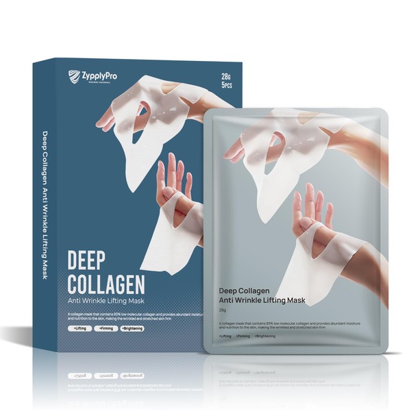 ZypplyPro 5-Pack Deep Collagen Face Mask, Bio-Collagen Hydrating Facial Mask