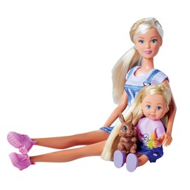 Steffi Love Rabbit Family, Toy Doll and Toy Doll with Rabbit Hutch and Two Rabbits, 12 cm, 29 cm, from 3 Years