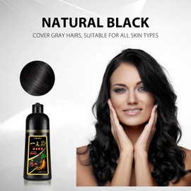 Instant Black Hair Shampoo 500ml for Men & Women, 3 in 1 Black Hair Dye Shampoo, Natural Black Hair Color- 100% Gray Hair Coverage in Minutes, Black Hair Color for Home Salon Use 17.6 Fl Oz (Black)