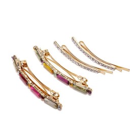 Healvian 4pcs Colorful Diamond Hair Clips for Women Chic Acrylic Barrettes Set Sparkling Bling Headwear Accessories for Daily Wear and Special Occasions