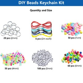 JehaYu 287 Pcs DIY Bead Keychain Making Kit Beadable Keychains Kit Supplies Key Chain Making Alphabet Letter Beads Keychains Accessories for DIY Keychain Supplies Crafts
