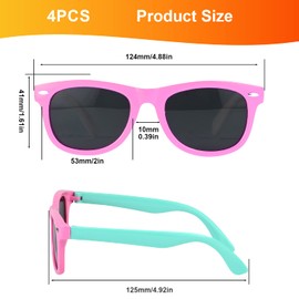 KINBOM 4 Pairs Rubber Color Frame Sunglasses, Stylish Kids Toddler Sunglasses Elastic Rubber Sunglasses for Party Outdoor Activities