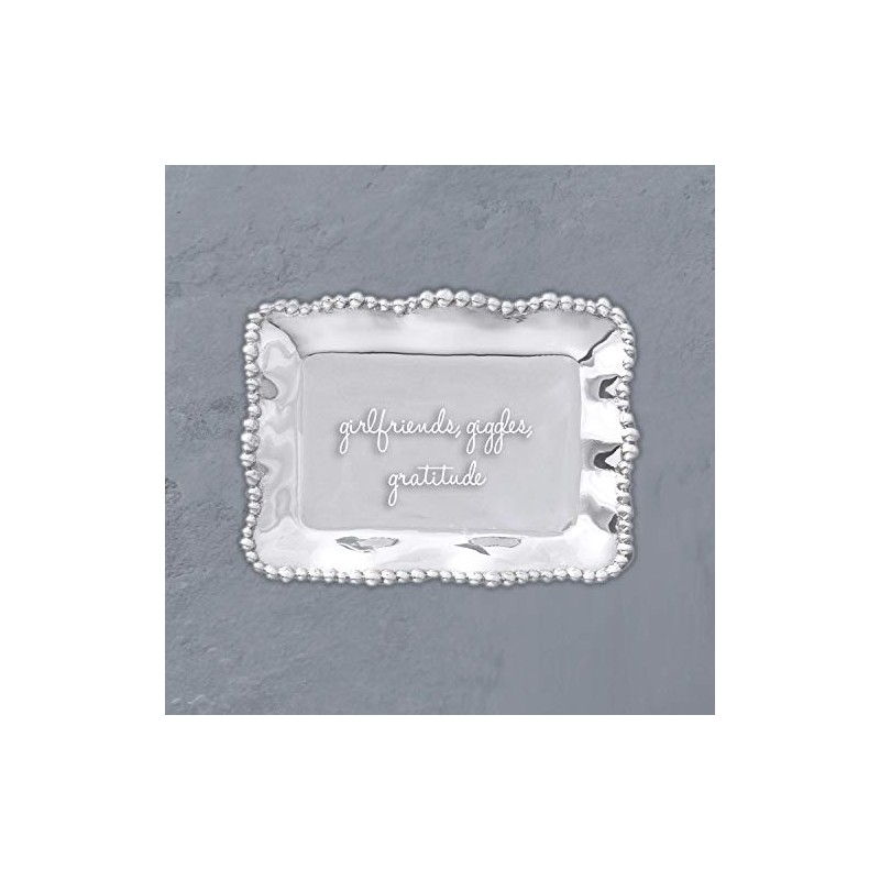 Beatriz Ball Giftables Organic Pearl Rect Engraved Tray- Girlfriends, Giggles,
