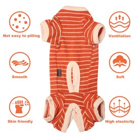 Kickred Shirts for Dogs, Dog Pyjamas with Striped and 4 Legs, Soft and Breathable Dog T-Shirt, Dog Clothing for Small, Medium, Large Dogs (Boys Orange, XL)