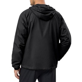 Little Donkey Andy Men’s Lightweight Windbreaker Jacket Breathable Windproof Hooded Wind Coat Hiking Running Golf Outdoor Travel Black XXL