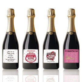 SUPERDANT 4 Stück Weinflaschen Etikettenaufkleber Mit Freundschaftstext Rosa Beschichtetes Papier Selbstklebendes Etikett Weinflaschen Dekoration Für Jahrestag Geburtstag Brautparty Teeparty