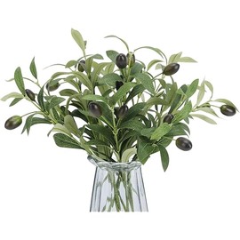10pcs Faux Olive Leaves Stems 10” Tall Artificial Plants Olive Tree Branches for Small Vase Tabletop Greenery Decor for Home Office Wedding Party (Vase Not Included)