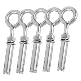 SNOMEL 5 Pack Expansion Concrete Wall Anchors Eye Bolts Screw, 304 Stainless Steel Concrete Wall Hooks, M8 x 106Mm Concrete Eye Bolt Anchor Hook for Concrete Wall
