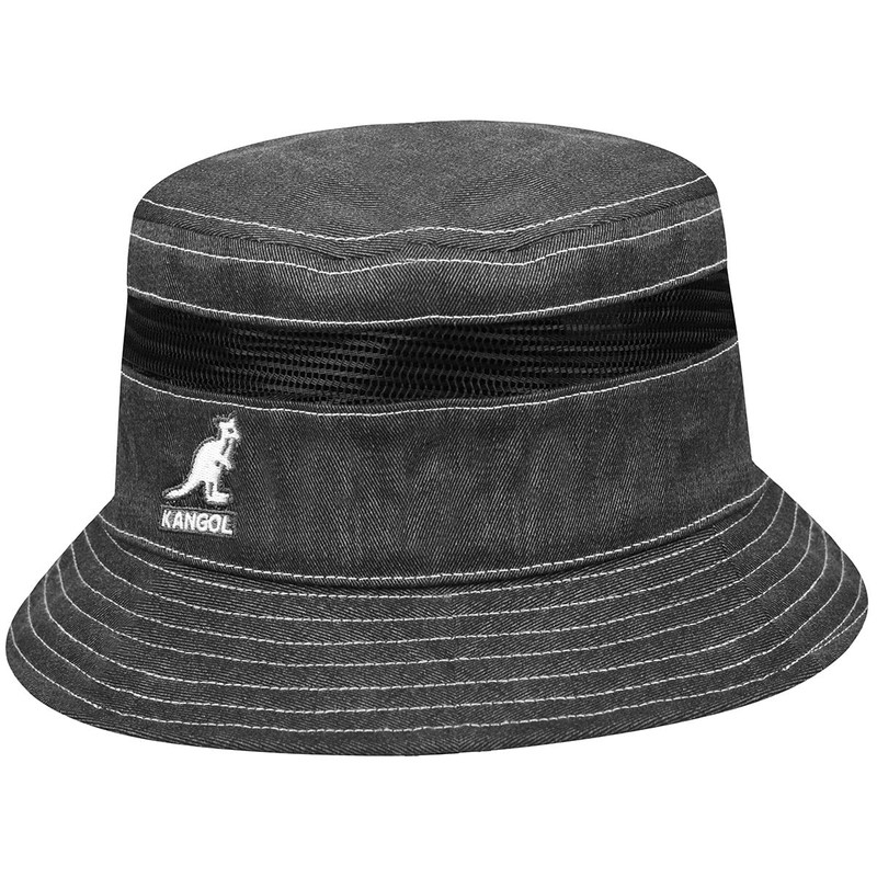 Kangol Distressed Cotton Mesh Bucket Navy, black