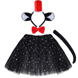 4 Pcs Cat Costume, Cat Ear Headband Tutu Skirts Bow tie for Read Across America Week Costume Party School Festivals