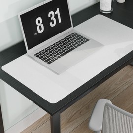 Furkit Pure White Plastic Table Cover Protector, 30" x 60" Waterproof Easy Flat PVC Desk Pad Mat, 1.5mm Thick Rectangle Vinyl Table Top Protector for Dining Room Table, Office, Dresser