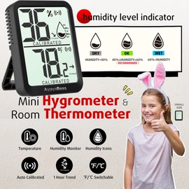 AyayaBoss 4 Pack Humidity Gauge, Room Thermometer for Home, Indoor Thermometer Hygrometer, Temperature and Humidity Monitor, Digital Sensor Humidity Meter for Bedroom, Pet, Plant - Mini Size