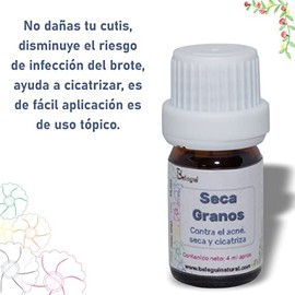 Serum Facial Seca granos, hecho de Aceite de Árbol de Te y Lavanda. Contra el acné, seca y cicatriza. 4 ml.