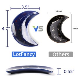 LotFancy Jewelry Tray, 2Pcs Decorative Moon Trinket Tray for Rings Earrings Necklaces Bracelet Keys, Ceramic Ring Holder Dish Room Decor Aesthetic, Wedding Engagement Gift, White and Blue