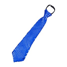 EAJORN Shining Sequins Tie Stage Glitter Paillette Adjustable Zipper Necktie Pre-Tied Neck Wear Collar Accessories, 36x8cm 14.17x3.15in, Blue