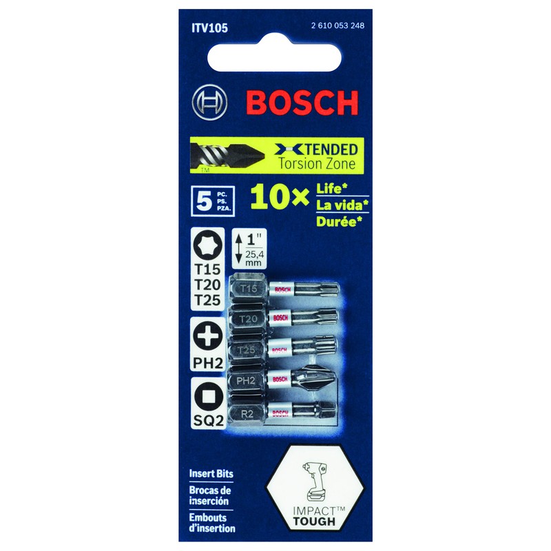 Bosch ITV105 5 pc. Impact Tough™ 1 In. Screwdriving Bit