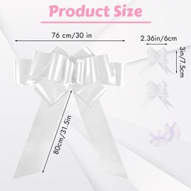 Moosono Große Weiß Schleife für Auto, 30 inches Geschenkschleifen Große, Riesige Autoschleife, Schleife Für Auto, Car Bow für Fahrrad und Schleife mit Saugnapf,18 Geburtstag Auto