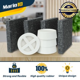 Mario10 Multipurpose Anti-Vibration Pads and Cups (4-Piece Set) Rubber for Appliances, Furniture, Gym Equipment, Tools, and Musical Instruments - Non-Slip, Water-Resistant, Anti-Mold
