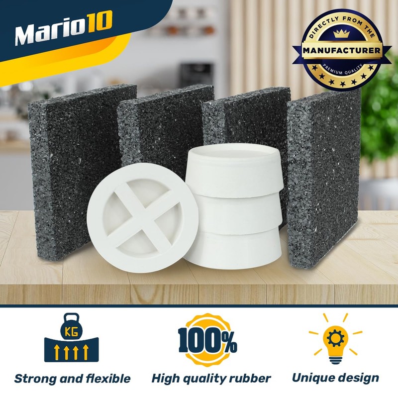 Mario10 Multipurpose Anti-Vibration Pads and Cups (4-Piece Set) Rubber for