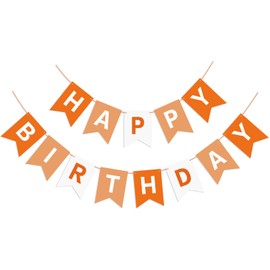 Waenerec Orange Birthday Banner Sign Happy Birthday Bunting Banner Garland for Kids Girl Woman Birthday Tea Party Decorations Bunting Flag Birthday Party Supplies