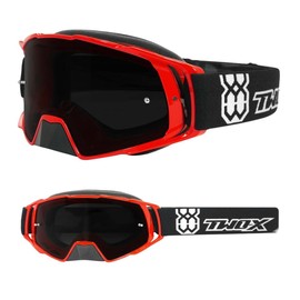 TWO-X Motocross Goggles - Motocross Goggles with Tinted Black Lens - Motorcycle Goggles - Enduro & Downhill - Protective Goggles - Rocket Model - Red