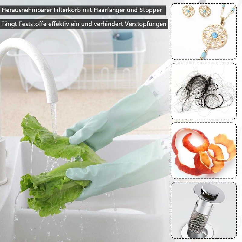 Pack of 2 Sink Plugs for 34-40 mm Drain Drain,