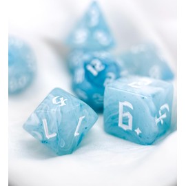 vvpesca Blue DND Dice Set of 7 – Polyhedral Dice Set for TTRPGs,Dungeons and Dragons,Role Playing Games and Other Table Games– D20 System Dice (Summer Blue)