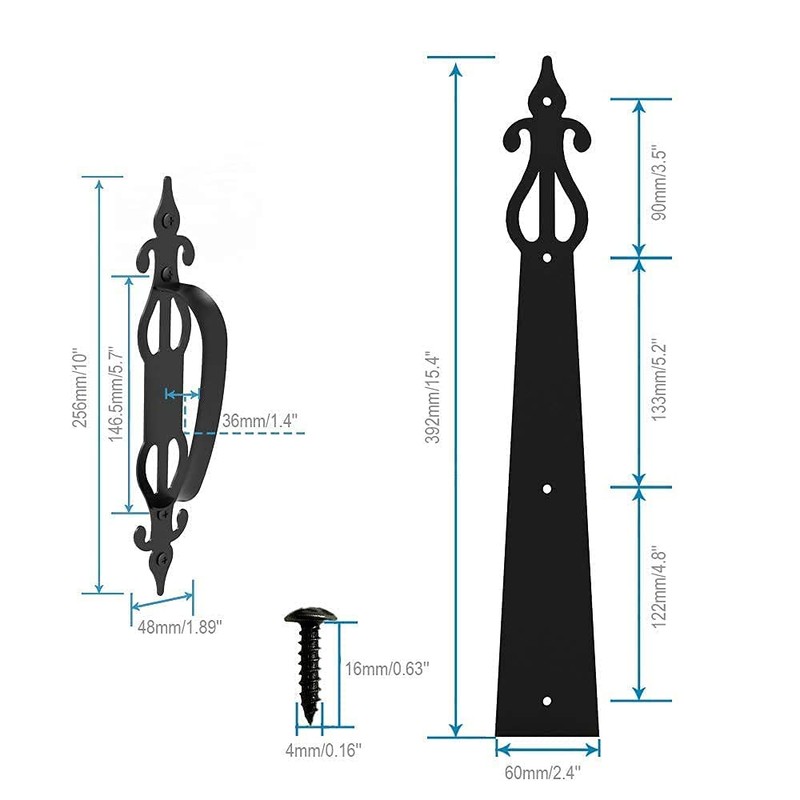 CCJH Garage Door Decorative Hardware Kit Solid Steel Hinges Handles