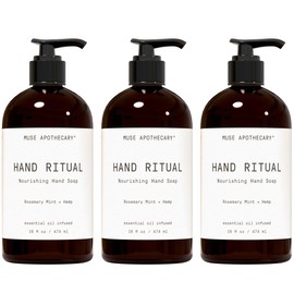 Muse Apothecary Hand Ritual - Aromatic and Nourishing Hand Soap, Infused with Natural Aromatherapy Essential Oils - USDA Certified Biobased - 16 oz, Rosemary Mint + Hemp, 3 Pack
