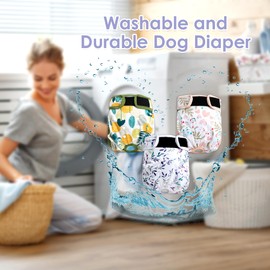 ZINGTERRA Washable Female Dog Diapers 3Pack,Reusable Diaper for Doggie,Highly Absorbent Dog Diaper,Adjustable Leakproof Puppy Diapers Skirt for Heat,Incontinence,Period Doggy Nappies XXL