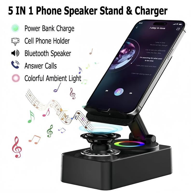 Wireless Audio Bluetooth Speaker 5in1 Phone Holder Emergency Rechargeable withColorful