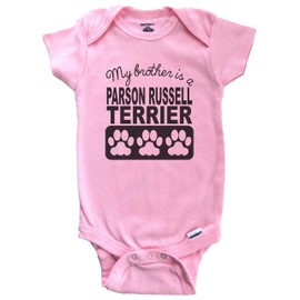 My Brother is A Parson Russell Terrier Baby Bodysuit (100% Cotton), 3-6 Months Pink