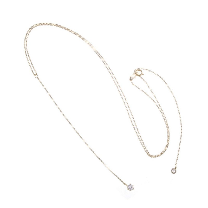 VingTAINE C3149 Y-Shaped Long Chain Necklace with Stones, Cubic Zirconia,