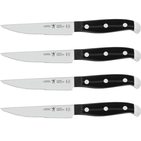 Henckels Steak Knife Set of 4, Steel End Cap, Black
