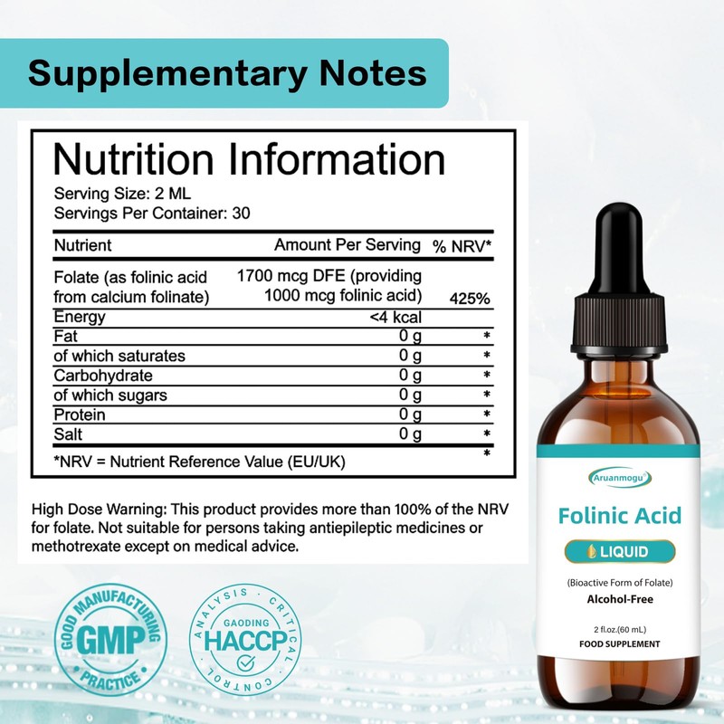 Aruanmogu Folinic Acid (Vitamin B9) 1000 mcg,60ml