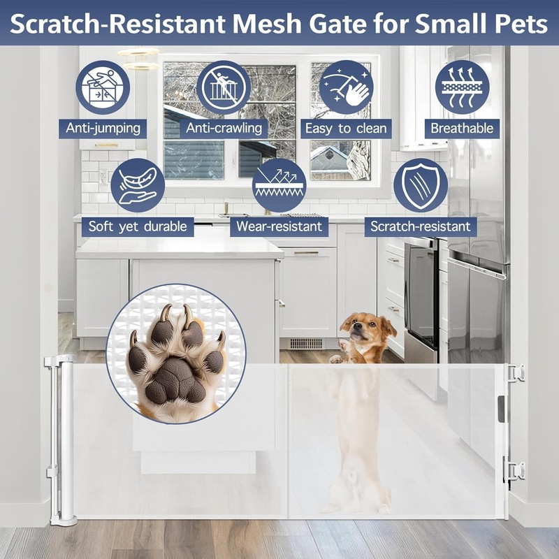 Reinforced 18" Tall Retractable Gate Step Over Dog Gate, 55"
