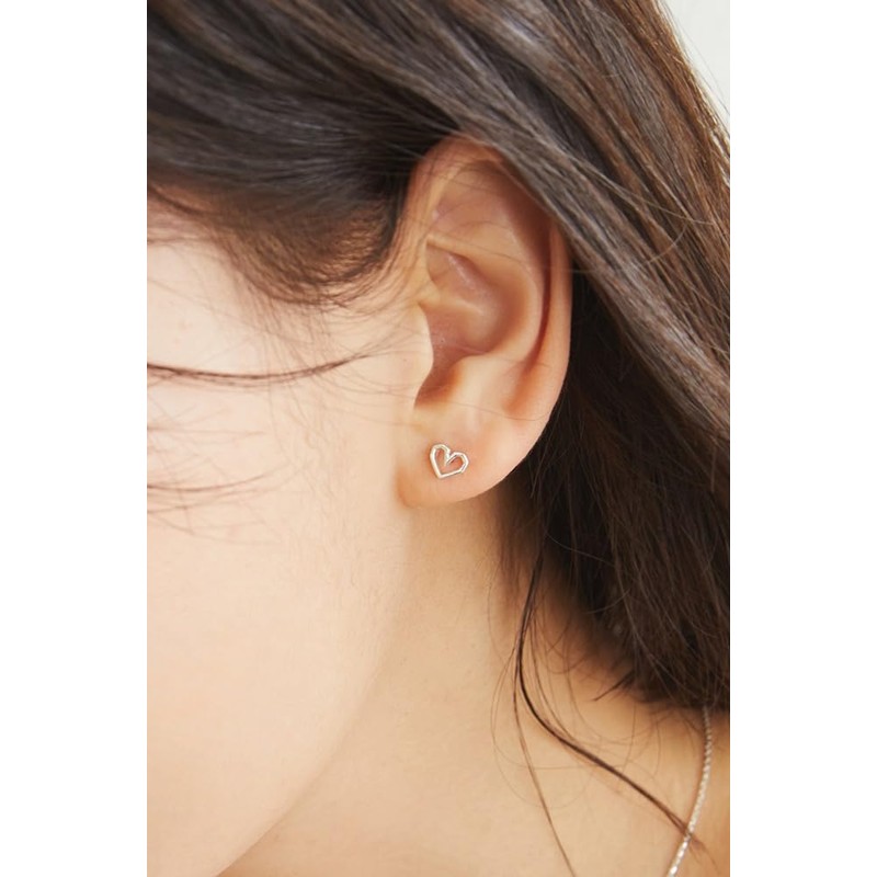 [Anna Flair] [SILVER925] TINY LINE HEART EARRINGS AE223001 Tiny Line