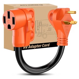 Nilight - 50032R 18 inch 30 Amp to 50 Amp RV Plug Adapter Heavy Duty Dogbone Electrical Adapter with Handle 30A Male to 50A Female Cord Adapter 125V/3750W,2 Years Warranty