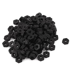 Aexit Metric M2.5 Nails, Screws & Fasteners Thread Nylon Insert Lock Screw Fastener Hexagon Hex Nuts Nut & Bolt Sets Black 100pcs