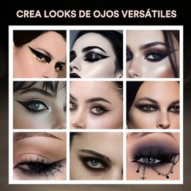 FUWEN 9 Colores Paletas de Sombras de Ojos, Sombra de Ojos Brillantes y Mate, Ahumadas Paletas de Sombras de Ojos, Aplicación Duradera y Sin Esfuerzo, Personalidad Audaz, para Halloween, Cosplay