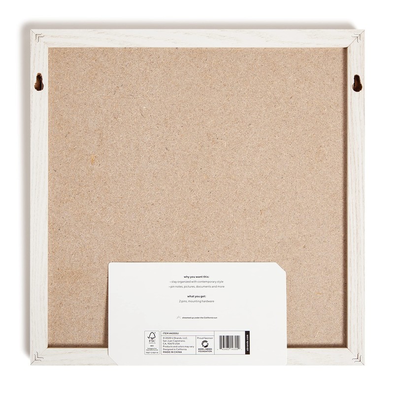 U Brands Rustic Linen Bulletin Board, 14" x 14", White