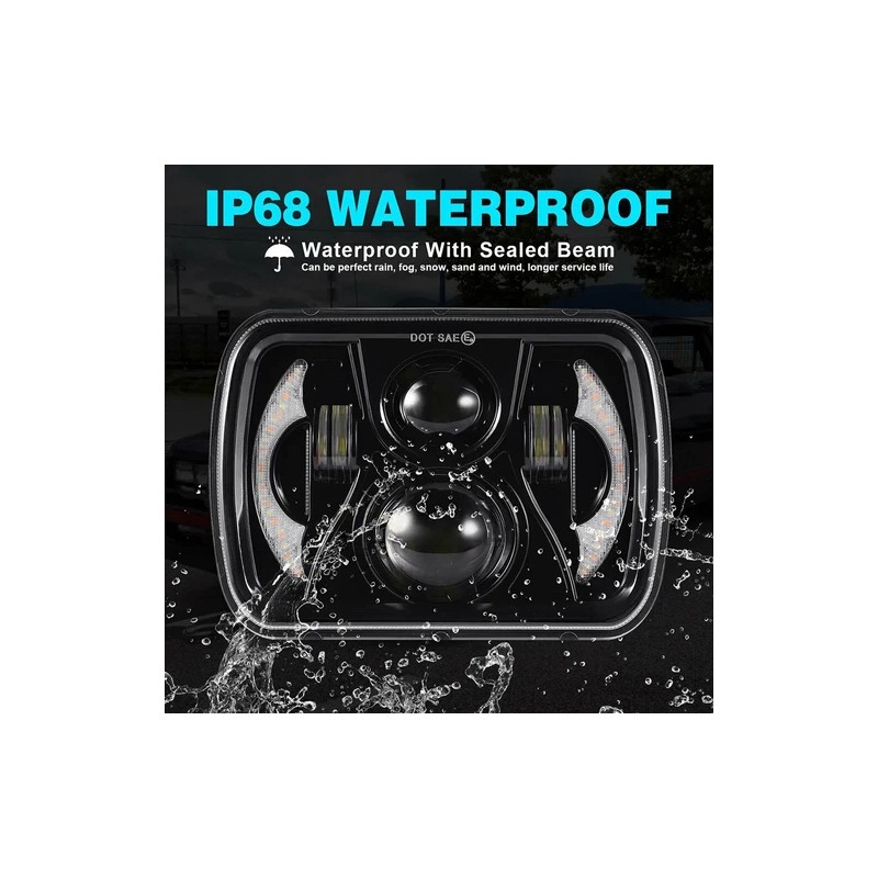 Unbranded DOT Approved Pair 200W 5x7" 7x6 LED Headlights for