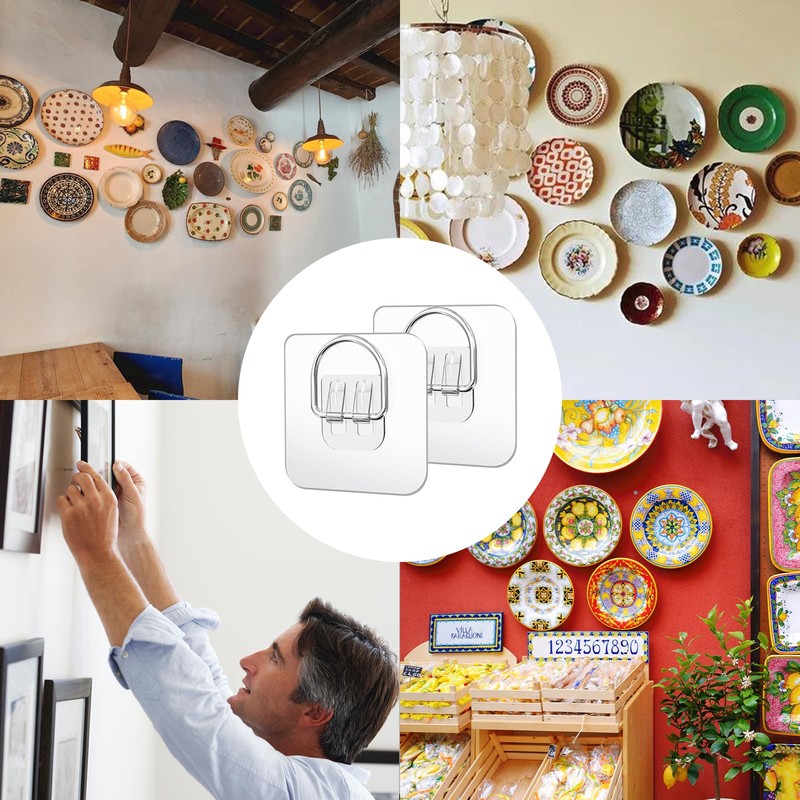 LINGTONG 20 Pack Plate Hangers for The Wall, Premium Adhesive