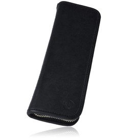 Sonnenleder "Lenz" High Quality Leather Pencil Case, Color: Black, Natural Leather * Made in Germany